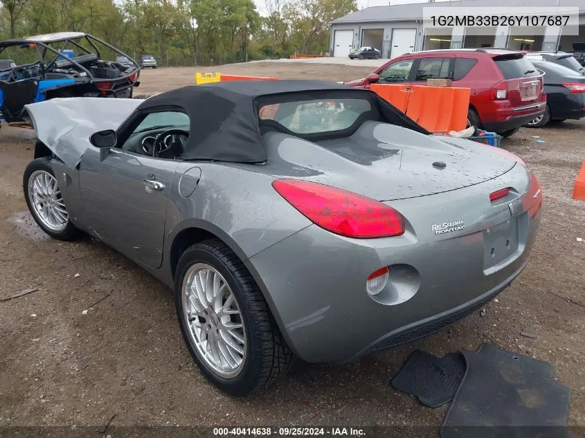 2006 Pontiac Solstice VIN: 1G2MB33B26Y107687 Lot: 40414638