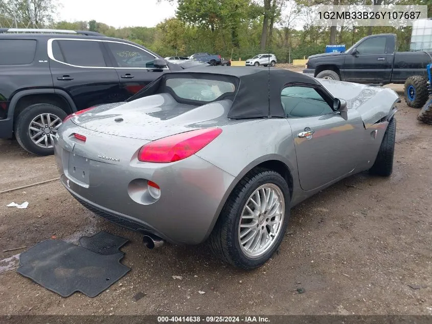 2006 Pontiac Solstice VIN: 1G2MB33B26Y107687 Lot: 40414638