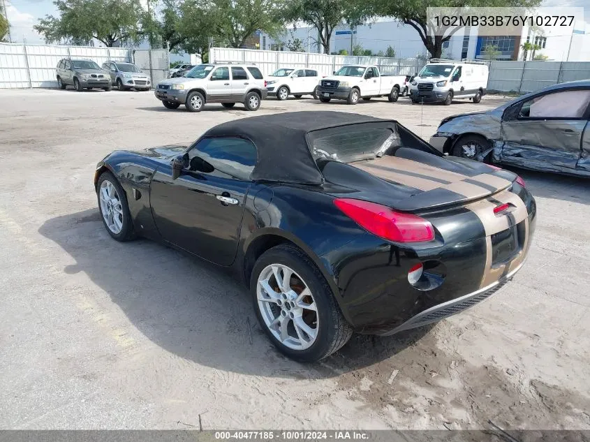 2006 Pontiac Solstice VIN: 1G2MB33B76Y102727 Lot: 40477185