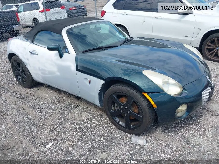 2006 Pontiac Solstice VIN: 1G2MB33B96Y000118 Lot: 40478471