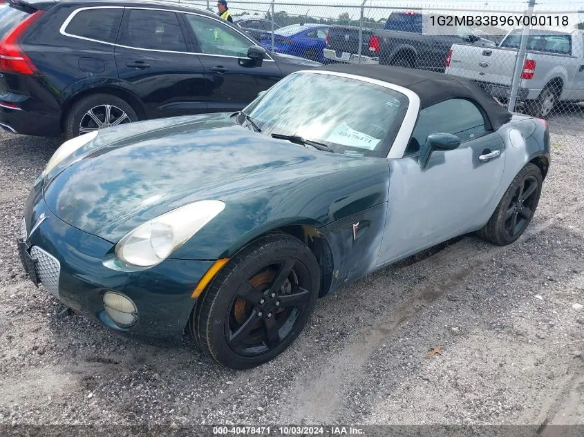 2006 Pontiac Solstice VIN: 1G2MB33B96Y000118 Lot: 40478471