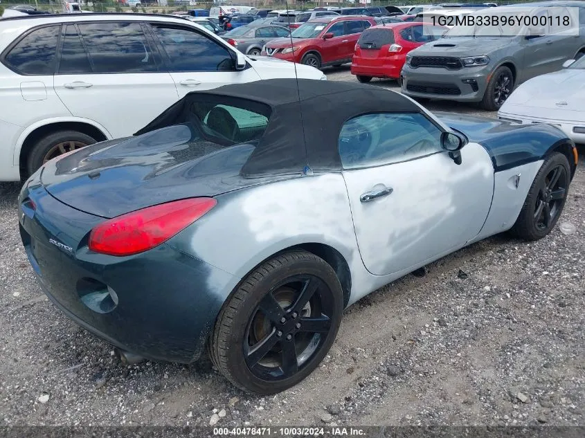 2006 Pontiac Solstice VIN: 1G2MB33B96Y000118 Lot: 40478471