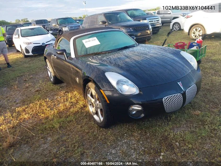 2006 Pontiac Solstice VIN: 1G2MB33BX6Y104441 Lot: 40487166