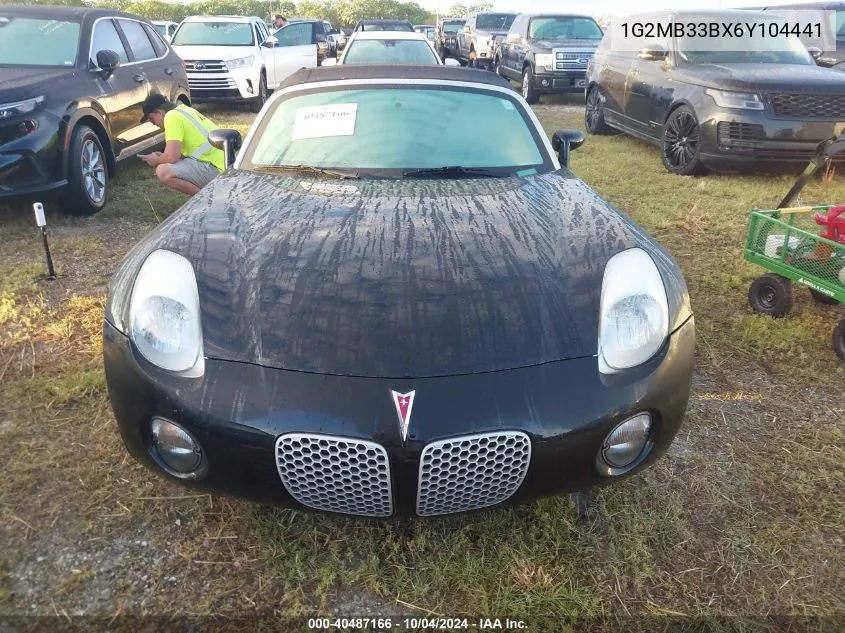 2006 Pontiac Solstice VIN: 1G2MB33BX6Y104441 Lot: 40487166