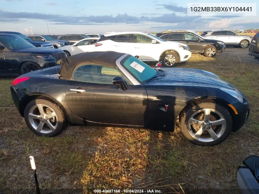 2006 Pontiac Solstice VIN: 1G2MB33BX6Y104441 Lot: 40487166