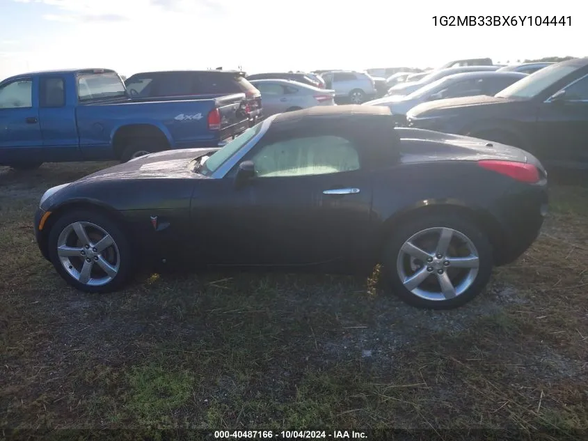 2006 Pontiac Solstice VIN: 1G2MB33BX6Y104441 Lot: 40487166