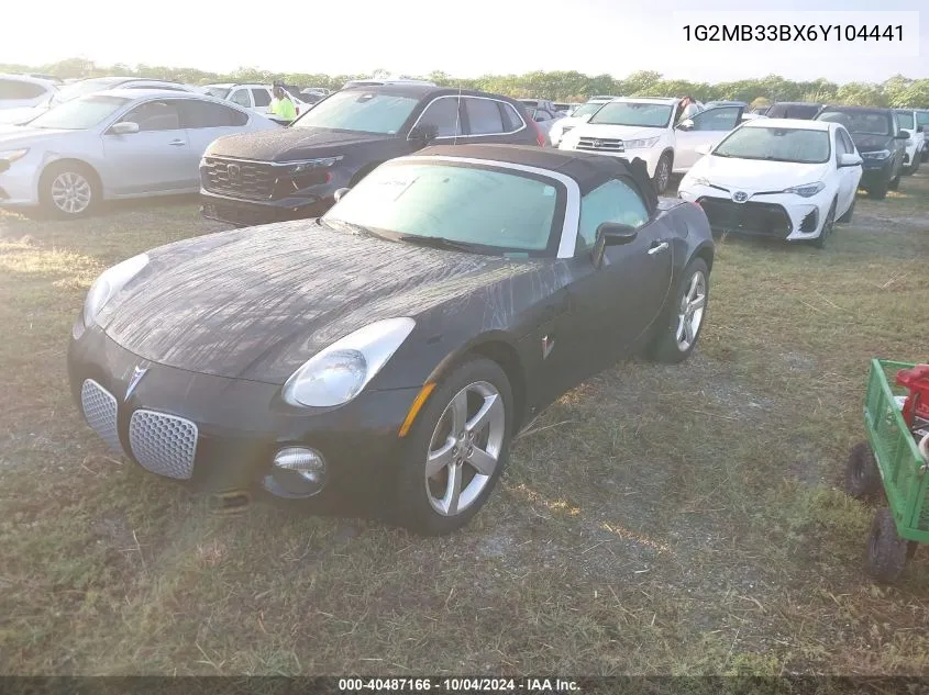 2006 Pontiac Solstice VIN: 1G2MB33BX6Y104441 Lot: 40487166