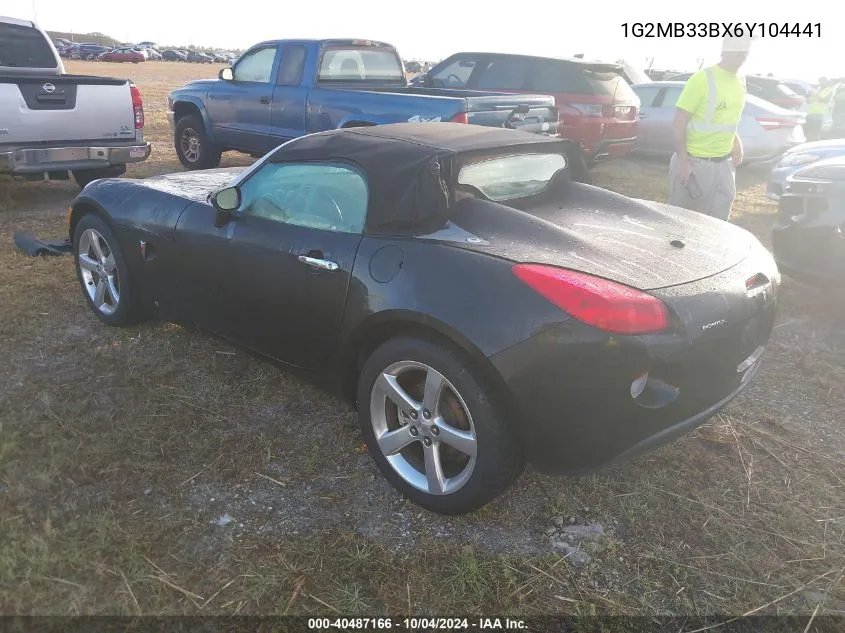 2006 Pontiac Solstice VIN: 1G2MB33BX6Y104441 Lot: 40487166