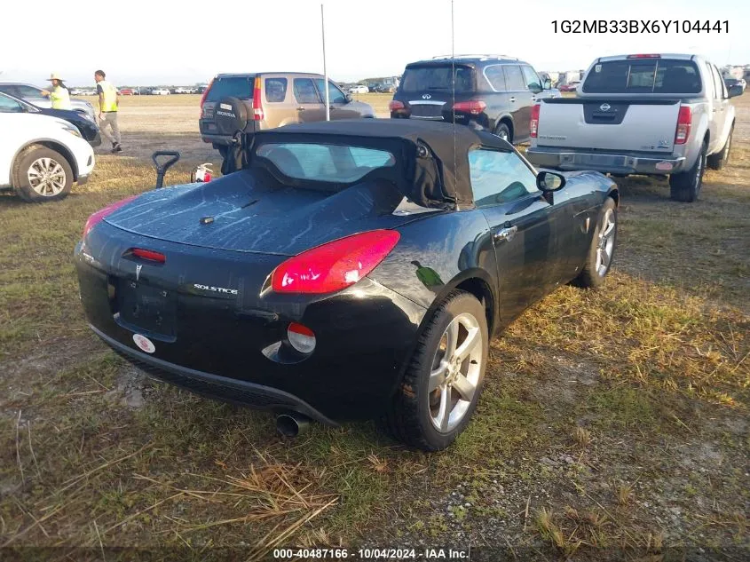 2006 Pontiac Solstice VIN: 1G2MB33BX6Y104441 Lot: 40487166