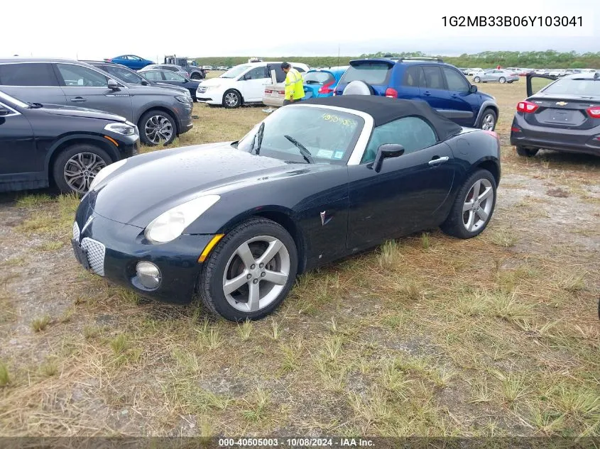 2006 Pontiac Solstice VIN: 1G2MB33B06Y103041 Lot: 40505003