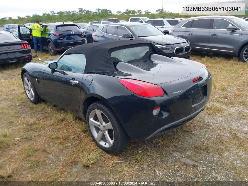 2006 Pontiac Solstice VIN: 1G2MB33B06Y103041 Lot: 40505003