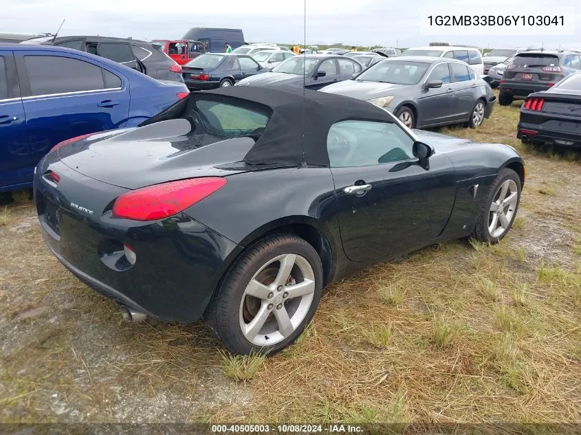 2006 Pontiac Solstice VIN: 1G2MB33B06Y103041 Lot: 40505003