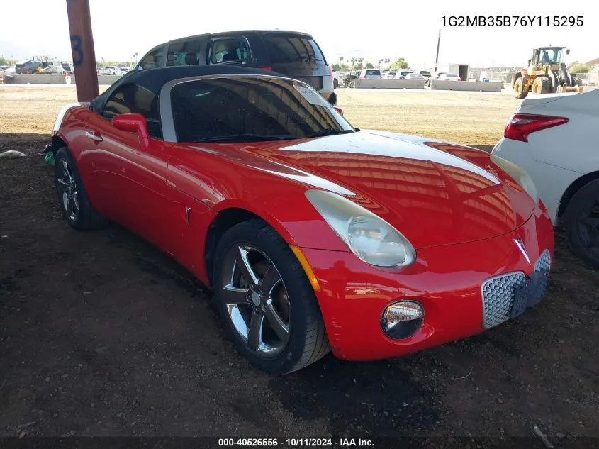 2006 Pontiac Solstice VIN: 1G2MB35B76Y115295 Lot: 40526556