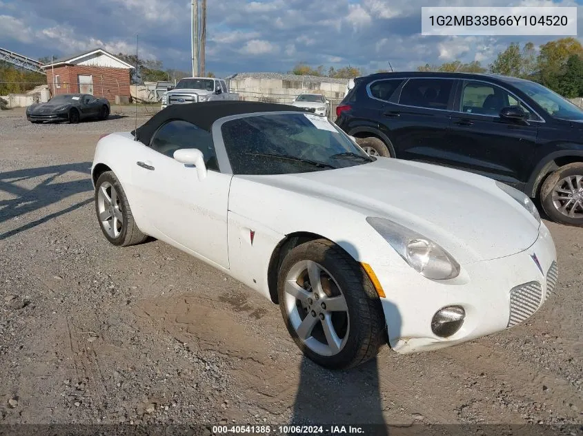 2006 Pontiac Solstice VIN: 1G2MB33B66Y104520 Lot: 40541385