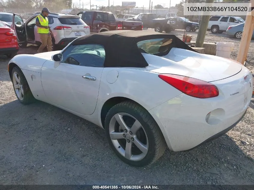 2006 Pontiac Solstice VIN: 1G2MB33B66Y104520 Lot: 40541385