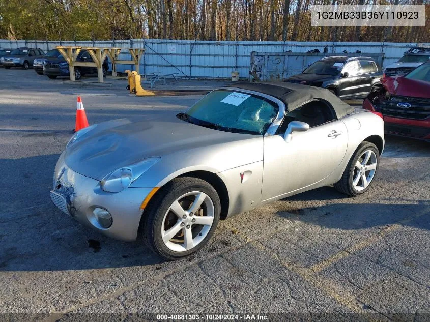 2006 Pontiac Solstice VIN: 1G2MB33B36Y110923 Lot: 40681303