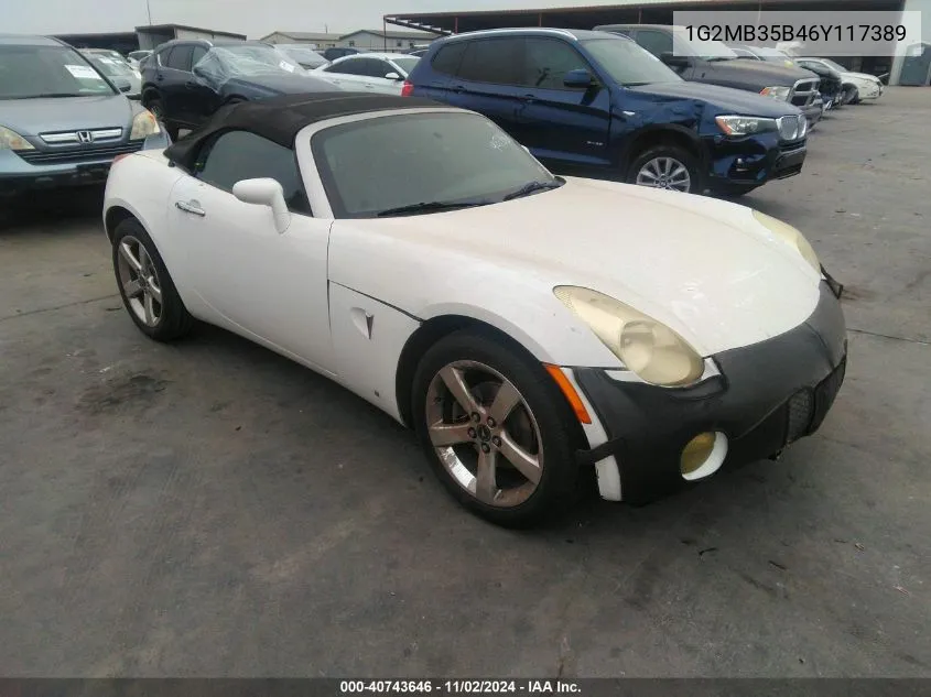 2006 Pontiac Solstice VIN: 1G2MB35B46Y117389 Lot: 40743646