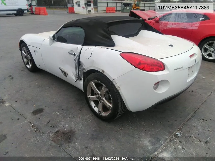 2006 Pontiac Solstice VIN: 1G2MB35B46Y117389 Lot: 40743646