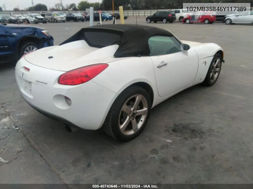 2006 Pontiac Solstice VIN: 1G2MB35B46Y117389 Lot: 40743646