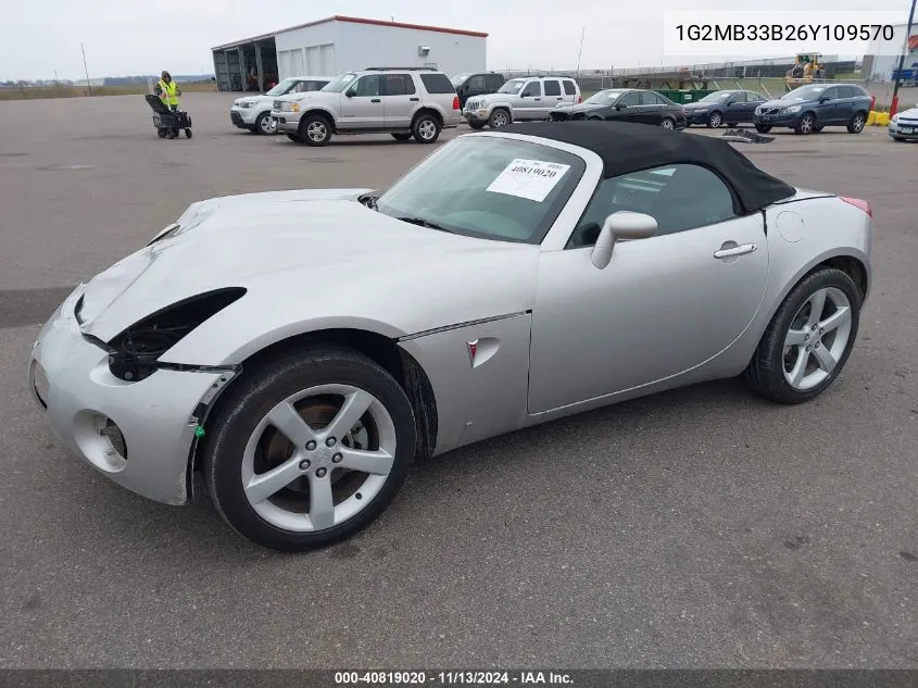 2006 Pontiac Solstice VIN: 1G2MB33B26Y109570 Lot: 40819020