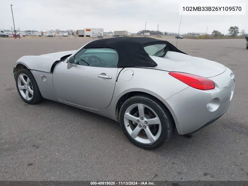 2006 Pontiac Solstice VIN: 1G2MB33B26Y109570 Lot: 40819020