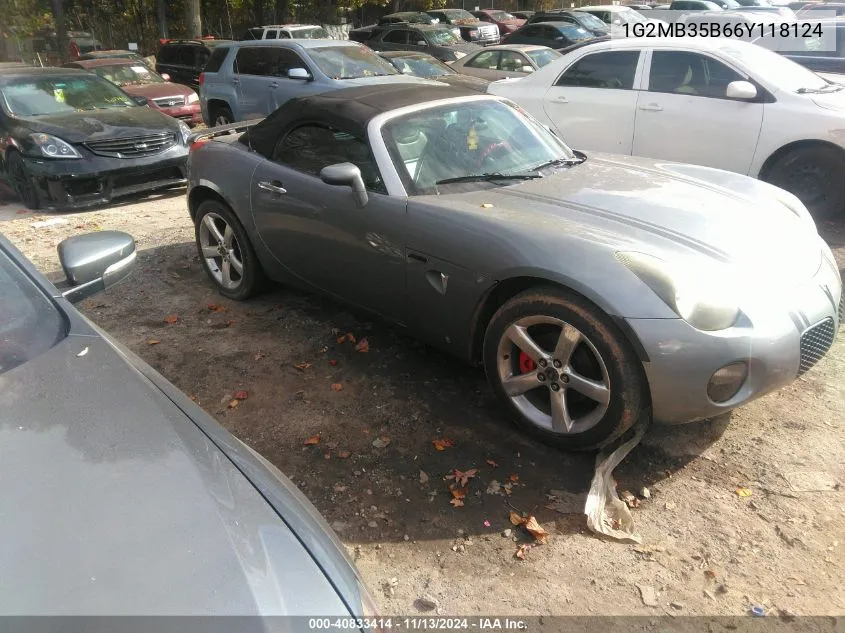 2006 Pontiac Solstice VIN: 1G2MB35B66Y118124 Lot: 40833414