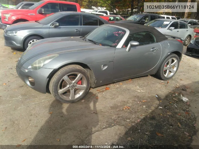 2006 Pontiac Solstice VIN: 1G2MB35B66Y118124 Lot: 40833414