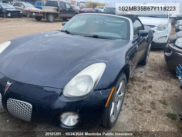 2007 Pontiac Solstice VIN: 1G2MB35B67Y118223 Lot: 20181285