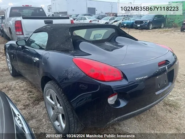 2007 Pontiac Solstice VIN: 1G2MB35B67Y118223 Lot: 20181285