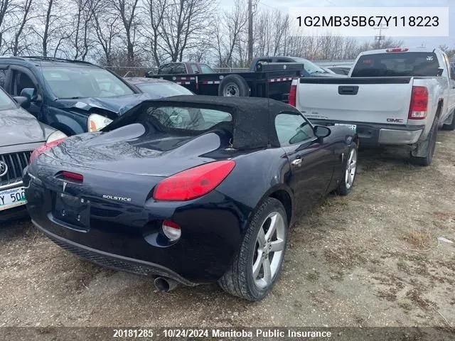 2007 Pontiac Solstice VIN: 1G2MB35B67Y118223 Lot: 20181285