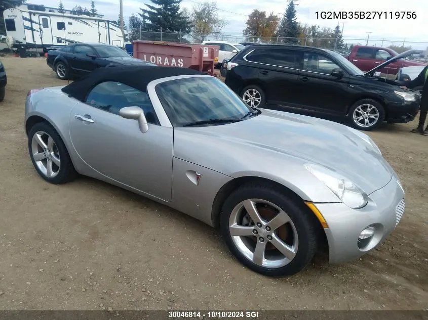 2007 Pontiac Solstice VIN: 1G2MB35B27Y119756 Lot: 30046814