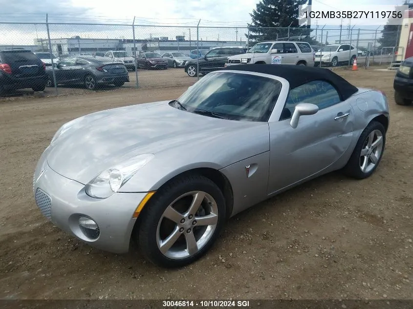 2007 Pontiac Solstice VIN: 1G2MB35B27Y119756 Lot: 30046814