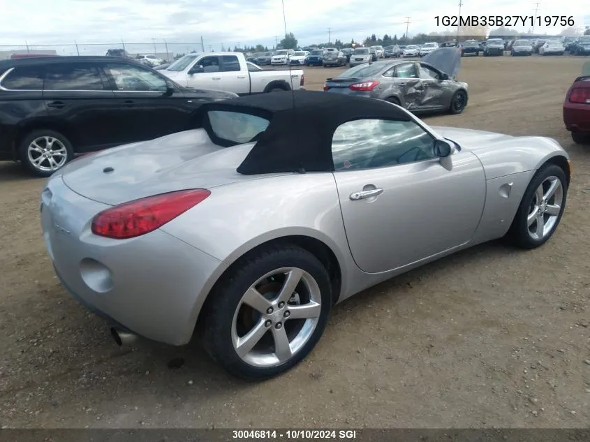 2007 Pontiac Solstice VIN: 1G2MB35B27Y119756 Lot: 30046814