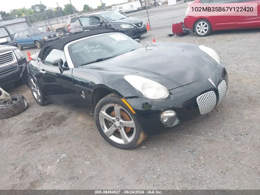 2007 Pontiac Solstice VIN: 1G2MB35B67Y122420 Lot: 39494527