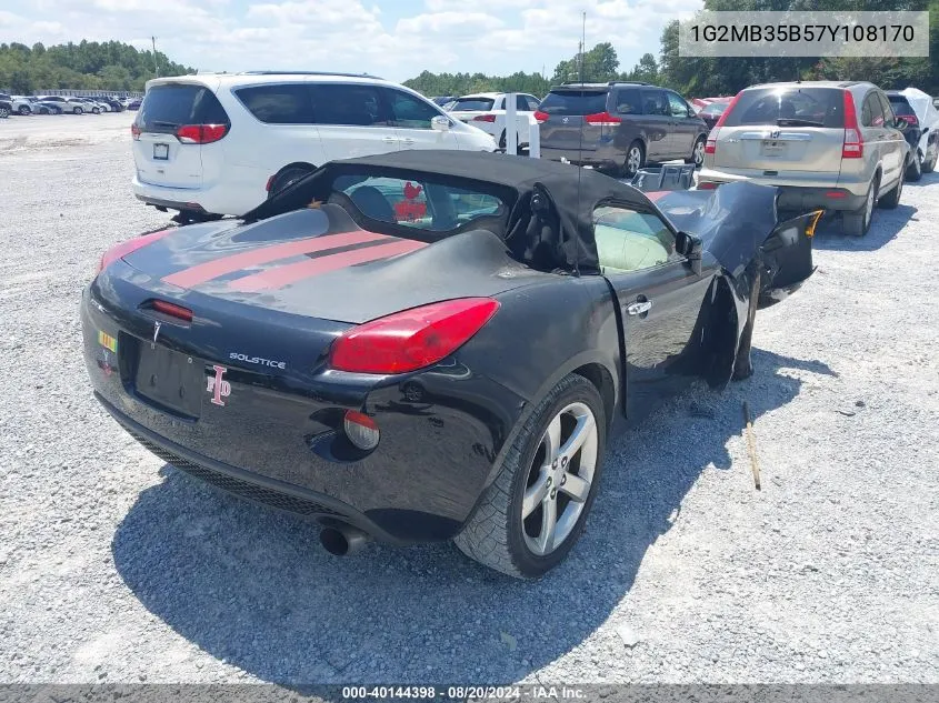 2007 Pontiac Solstice VIN: 1G2MB35B57Y108170 Lot: 40144398