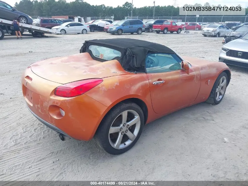 2007 Pontiac Solstice VIN: 1G2MB35B47Y124053 Lot: 40174499