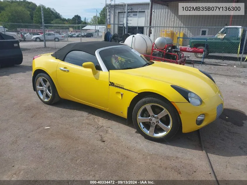 2007 Pontiac Solstice VIN: 1G2MB35B07Y136300 Lot: 40334472