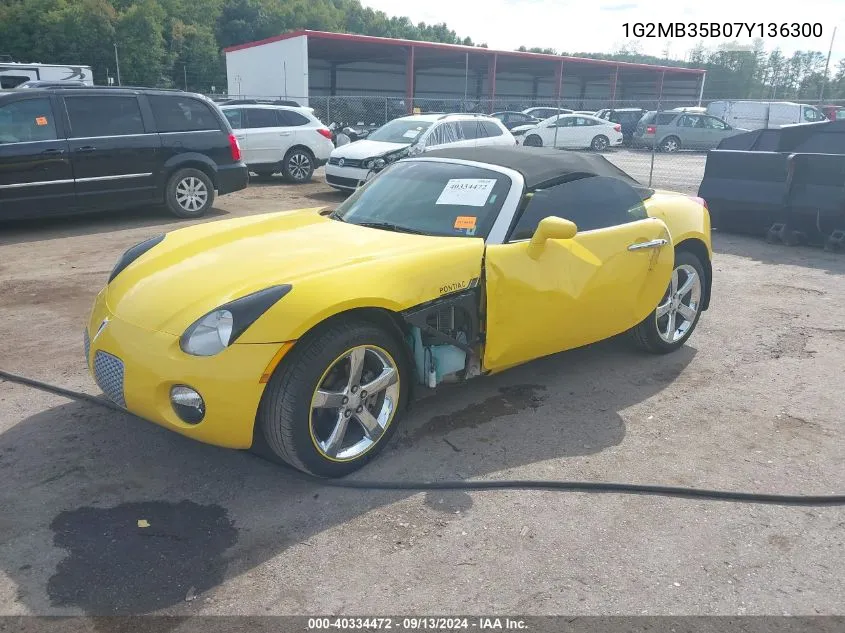 2007 Pontiac Solstice VIN: 1G2MB35B07Y136300 Lot: 40334472