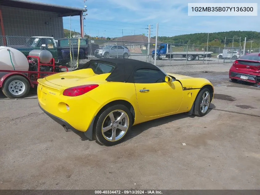 1G2MB35B07Y136300 2007 Pontiac Solstice