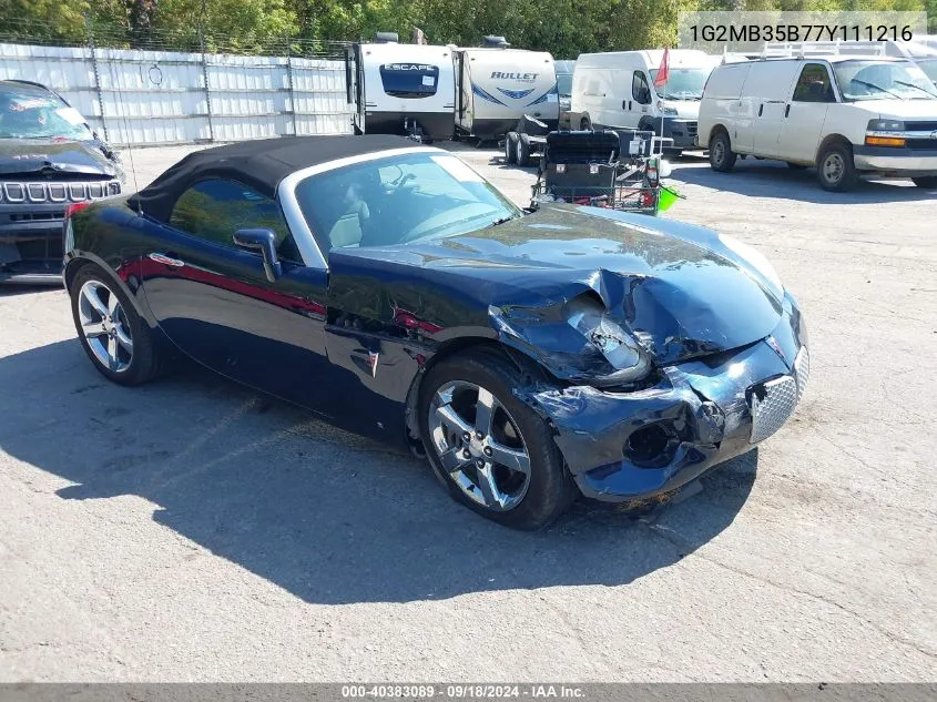 2007 Pontiac Solstice VIN: 1G2MB35B77Y111216 Lot: 40383089