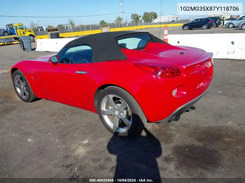 2007 Pontiac Solstice Gxp VIN: 1G2MG35X87Y118706 Lot: 40520569