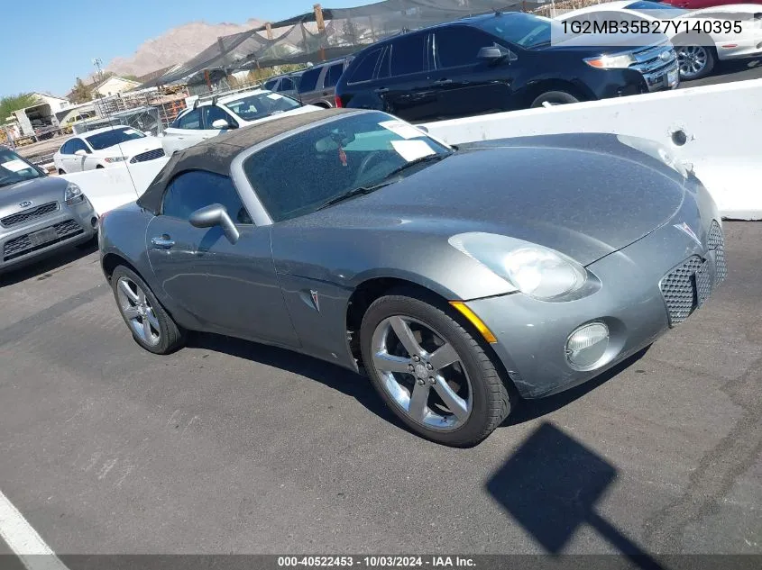 2007 Pontiac Solstice VIN: 1G2MB35B27Y140395 Lot: 40522453