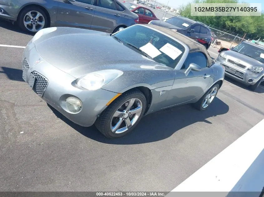 2007 Pontiac Solstice VIN: 1G2MB35B27Y140395 Lot: 40522453