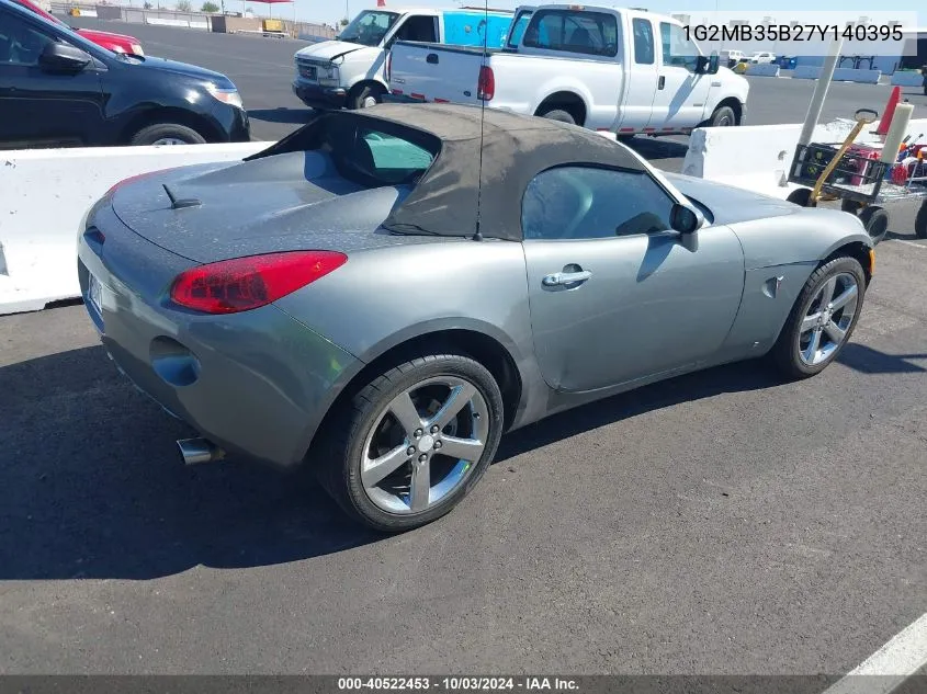 2007 Pontiac Solstice VIN: 1G2MB35B27Y140395 Lot: 40522453