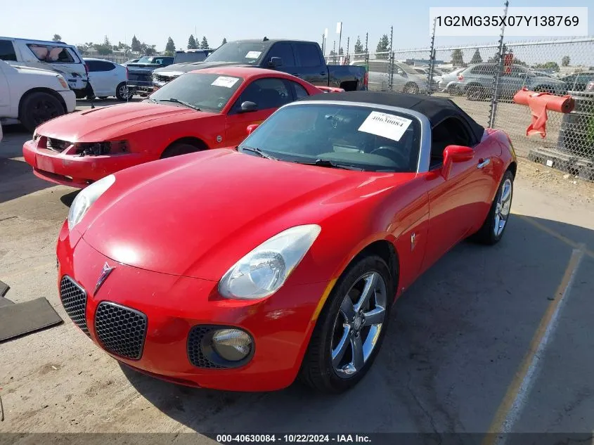 2007 Pontiac Solstice Gxp VIN: 1G2MG35X07Y138769 Lot: 40630084