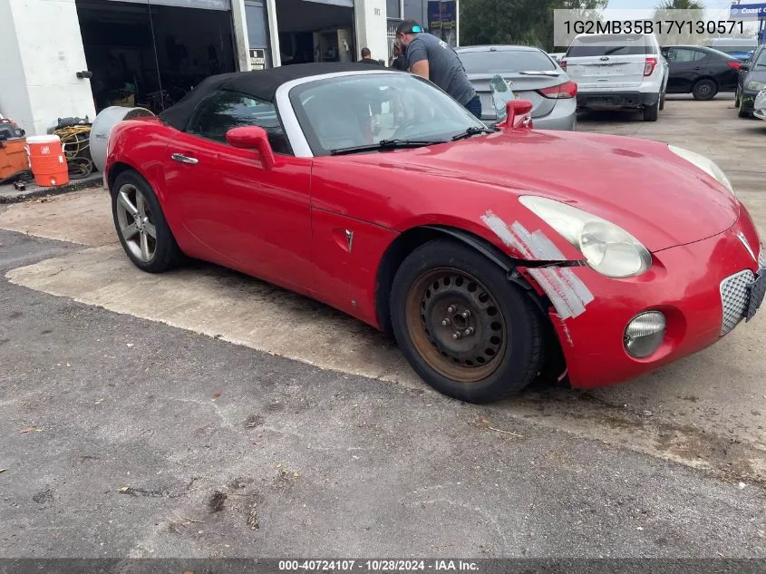 2007 Pontiac Solstice VIN: 1G2MB35B17Y130571 Lot: 40724107