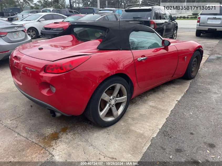 2007 Pontiac Solstice VIN: 1G2MB35B17Y130571 Lot: 40724107