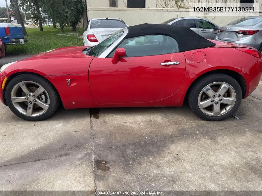 2007 Pontiac Solstice VIN: 1G2MB35B17Y130571 Lot: 40724107