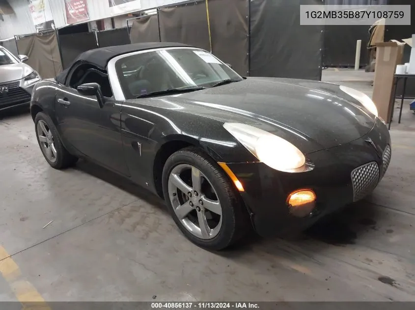 2007 Pontiac Solstice VIN: 1G2MB35B87Y108759 Lot: 40856137