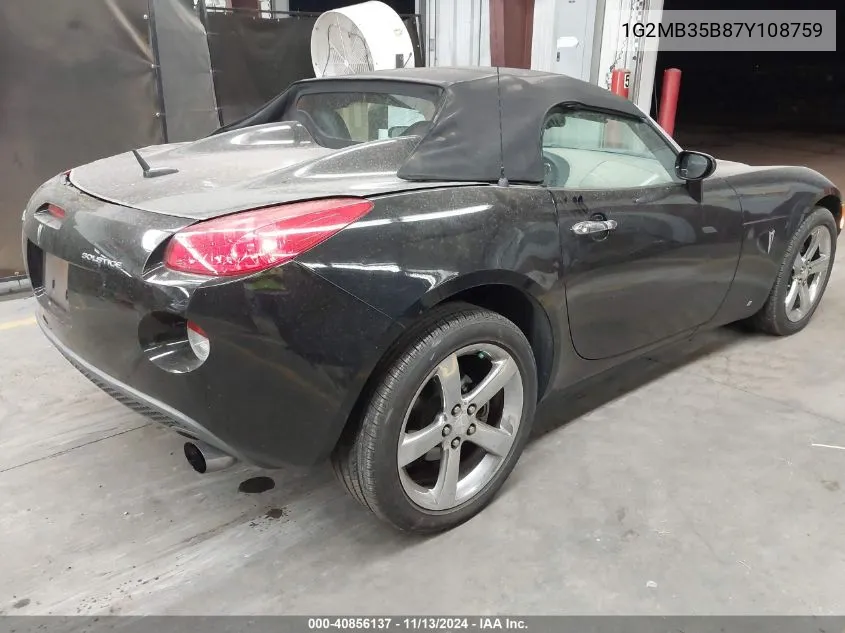 2007 Pontiac Solstice VIN: 1G2MB35B87Y108759 Lot: 40856137